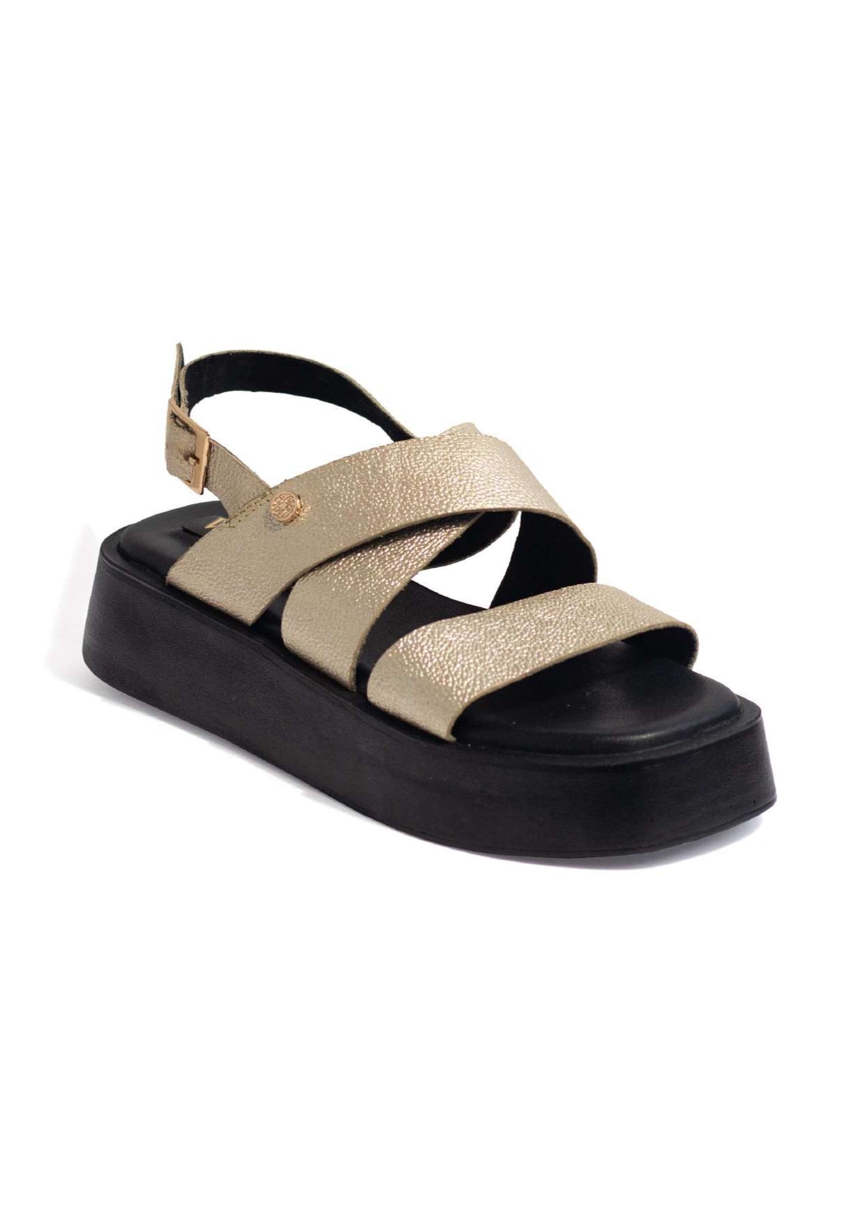 Plataforma cuero tiras cruzadas