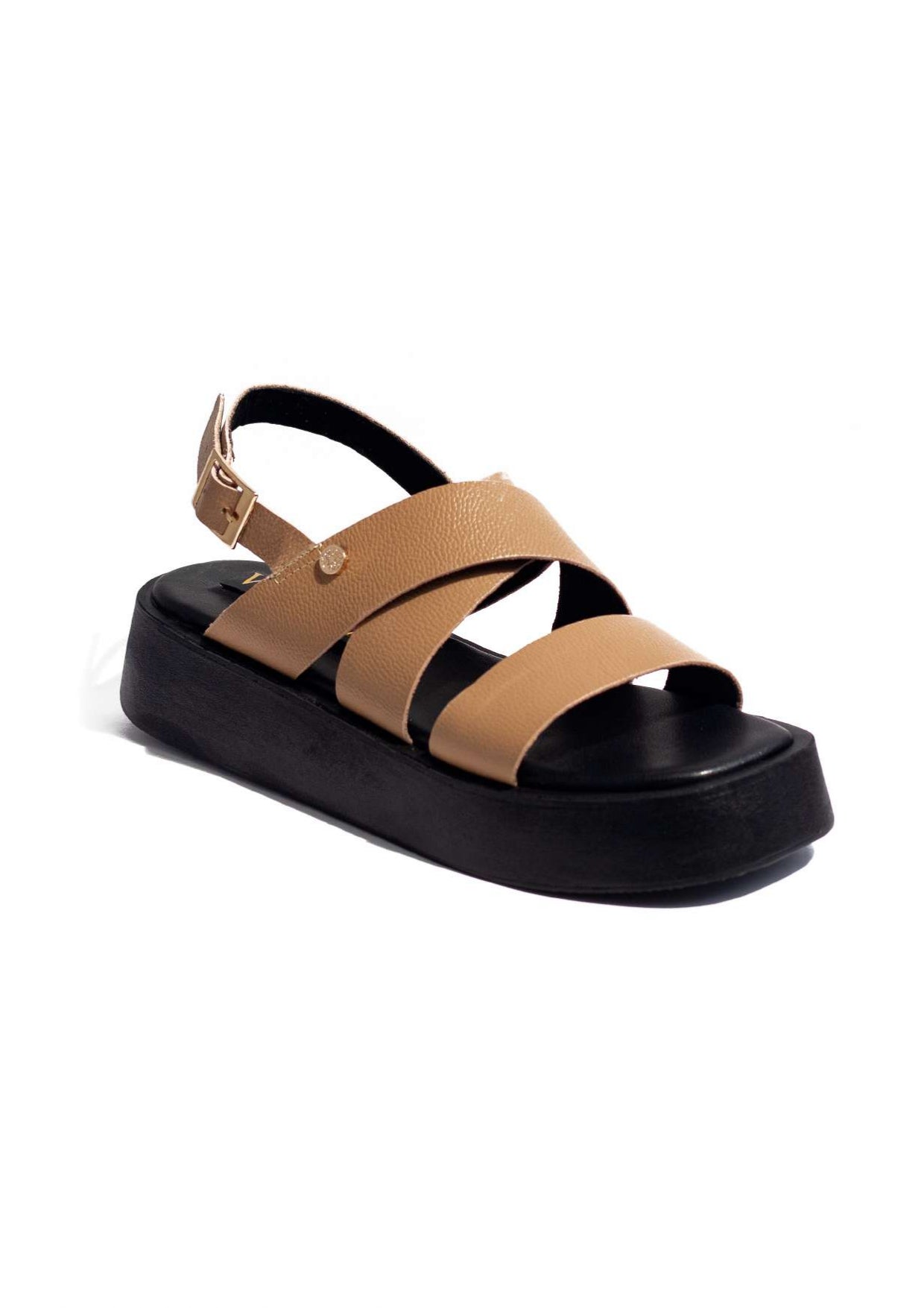 Plataforma cuero tiras cruzadas